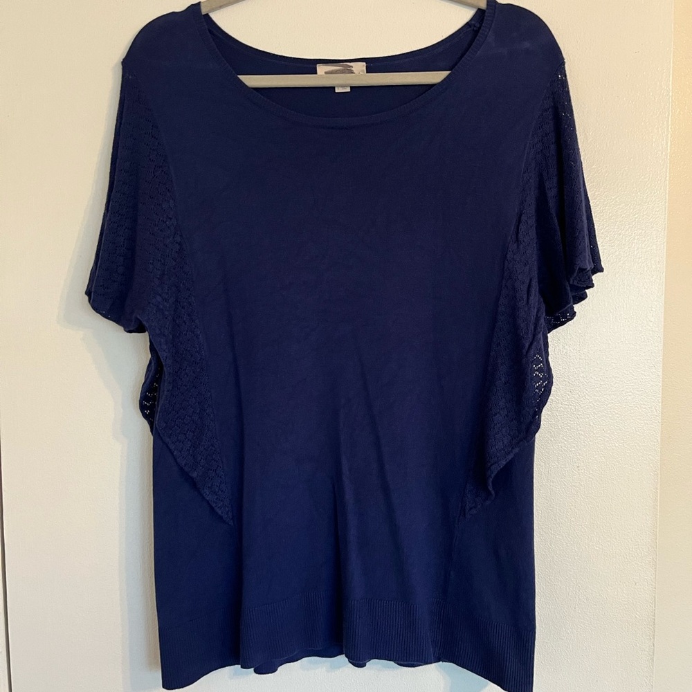 LOFT Blue Flutter Sleeve Boxy T-Shirt